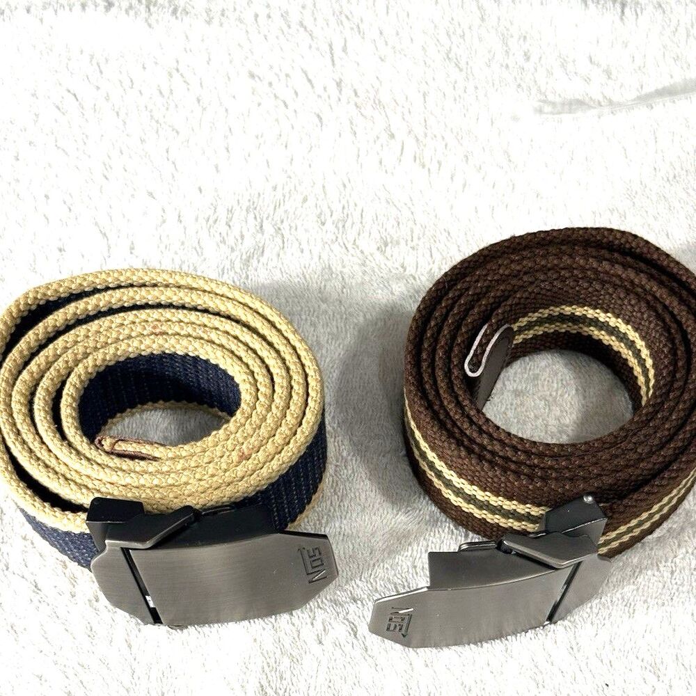 Men NWOT NOS Woven Belts Brwn W/Tan/Olive Grn Stripe 1-Not Blue\Tan Stripe Sz 46